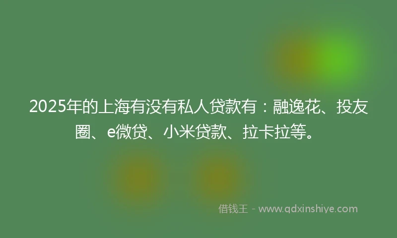 2025年的上海有没有私人贷款有：融逸花、投友圈、e微贷、小米贷款、拉卡拉等。