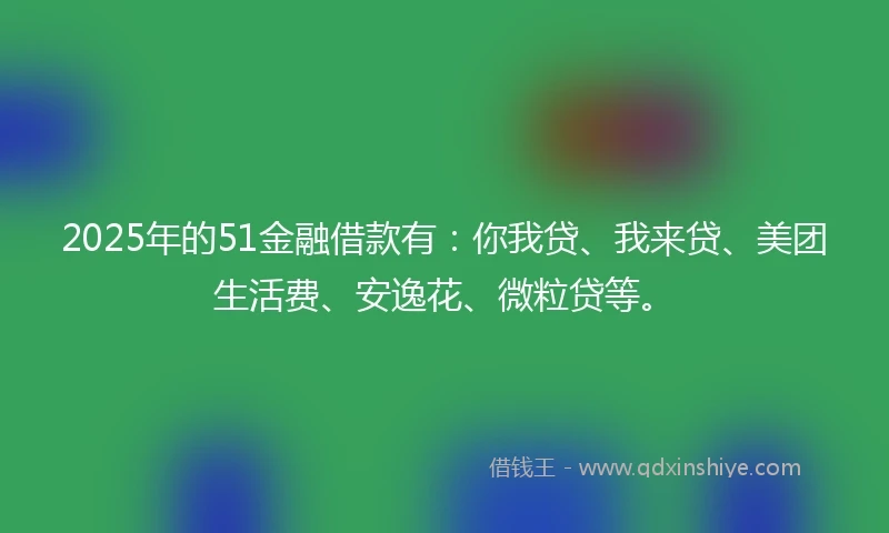 2025年的51金融借款有：你我贷、我来贷、美团生活费、安逸花、微粒贷等。
