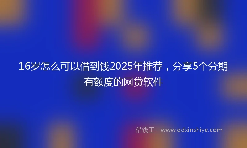 16岁怎么可以借到钱2025年推荐，分享5个分期有额度的网贷软件