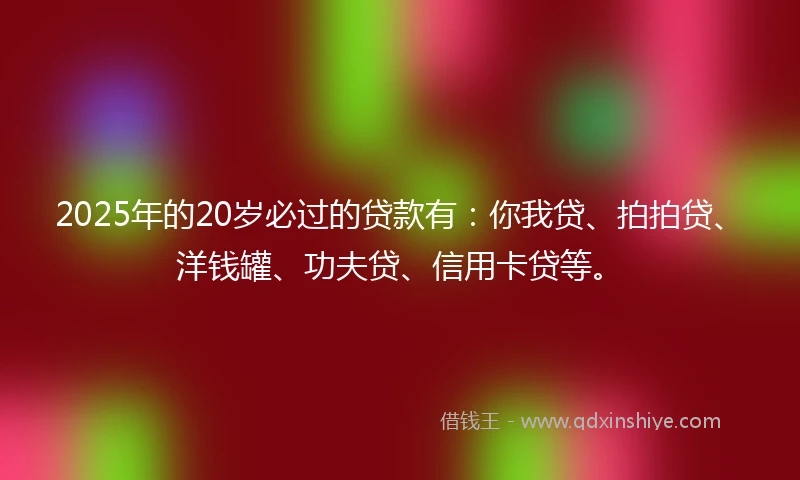 2025年的20岁必过的贷款有：你我贷、拍拍贷、洋钱罐、功夫贷、信用卡贷等。