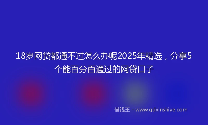 18岁网贷都通不过怎么办呢2025年精选，分享5个能百分百通过的网贷口子