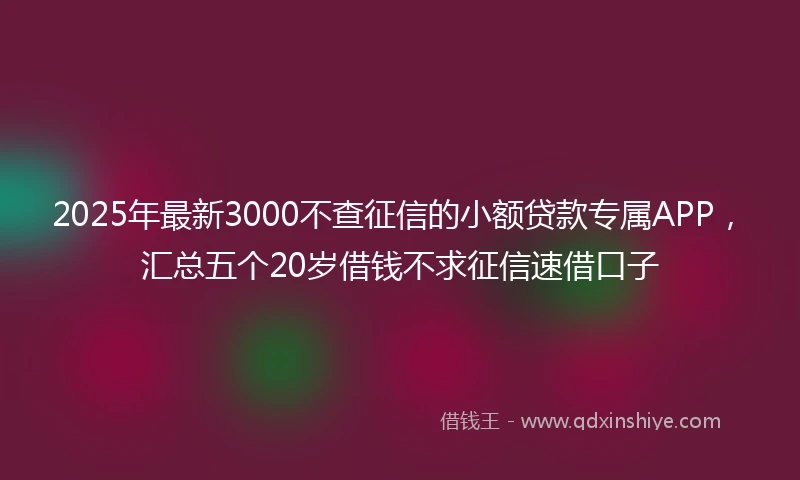 2025年最新3000不查征信的小额贷款专属APP，汇总五个20岁借钱不求征信速借口子