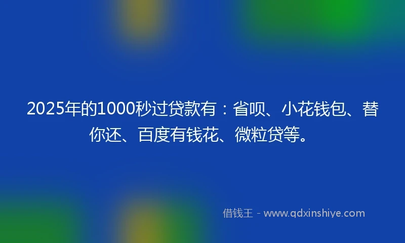 2025年的1000秒过贷款有：省呗、小花钱包、替你还、百度有钱花、微粒贷等。