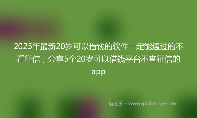 2025年最新20岁可以借钱的软件一定能通过的不看征信，分享5个20岁可以借钱平台不查征信的app