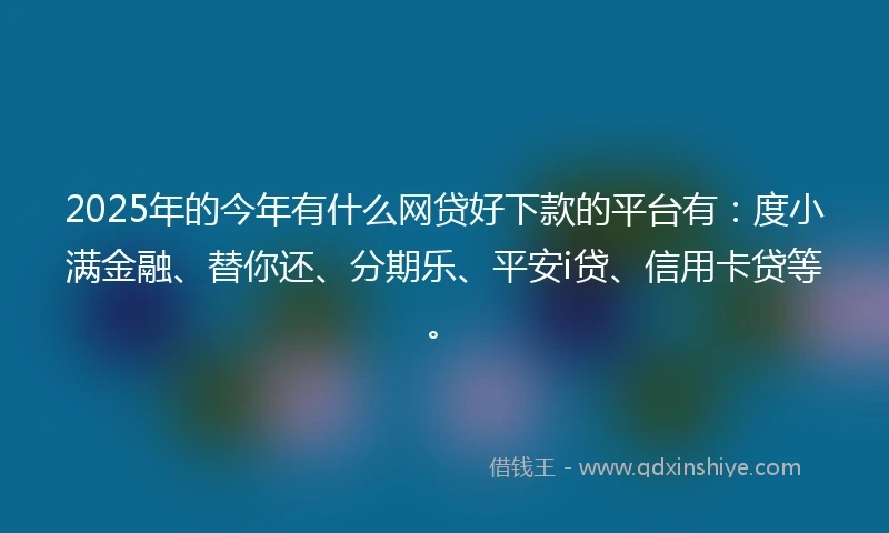2025年的今年有什么网贷好下款的平台有：度小满金融、替你还、分期乐、平安i贷、信用卡贷等。
