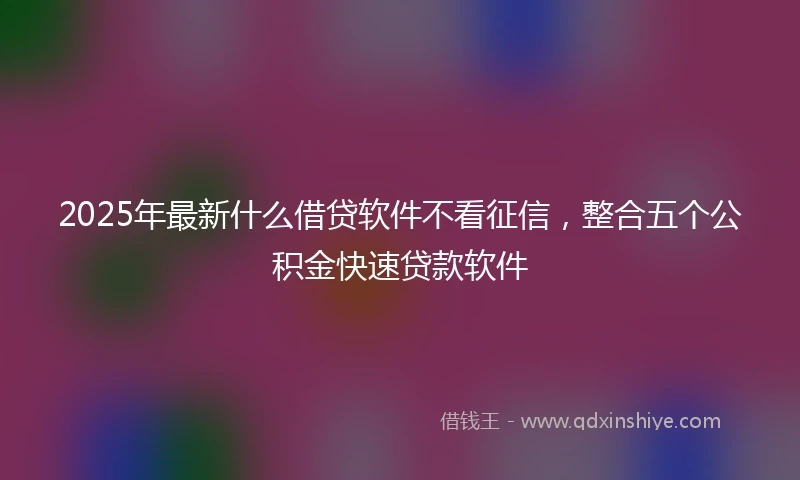 2025年最新什么借贷软件不看征信，整合五个公积金快速贷款软件
