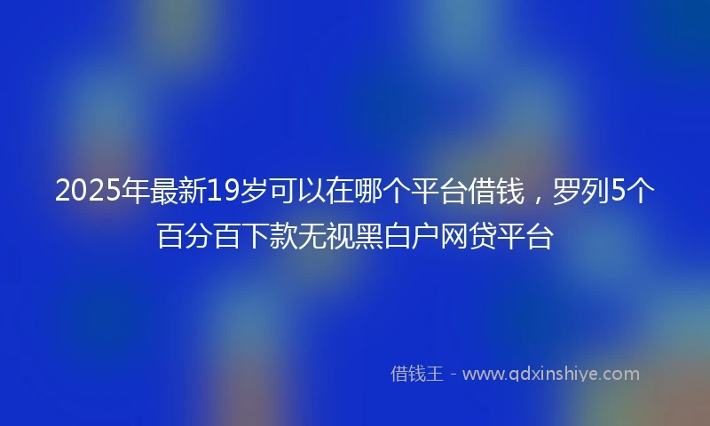2025年最新19岁可以在哪个平台借钱，罗列5个百分百下款无视黑白户网贷平台