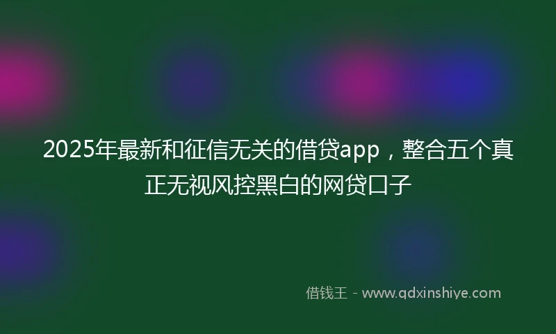 2025年最新和征信无关的借贷app，整合五个真正无视风控黑白的网贷口子