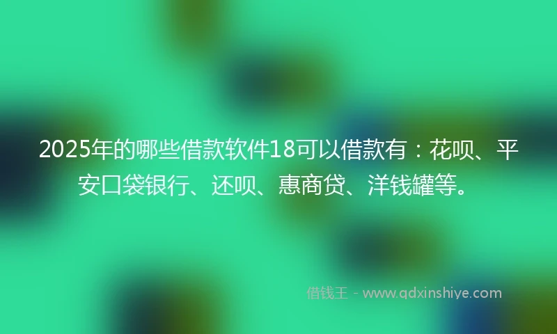 2025年的哪些借款软件18可以借款有：花呗、平安口袋银行、还呗、惠商贷、洋钱罐等。