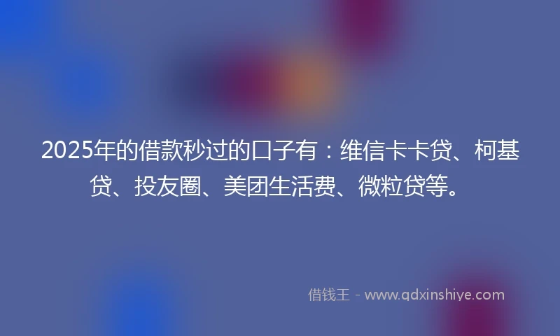2025年的借款秒过的口子有：维信卡卡贷、柯基贷、投友圈、美团生活费、微粒贷等。