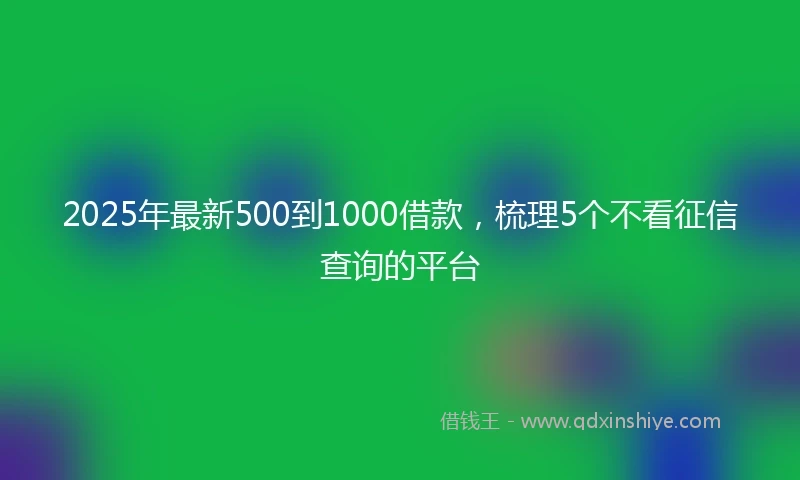 2025年最新500到1000借款，梳理5个不看征信查询的平台