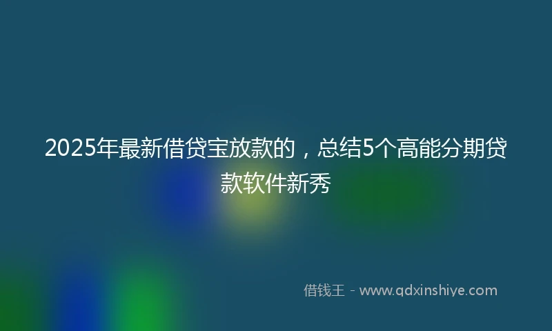 2025年最新借贷宝放款的，总结5个高能分期贷款软件新秀