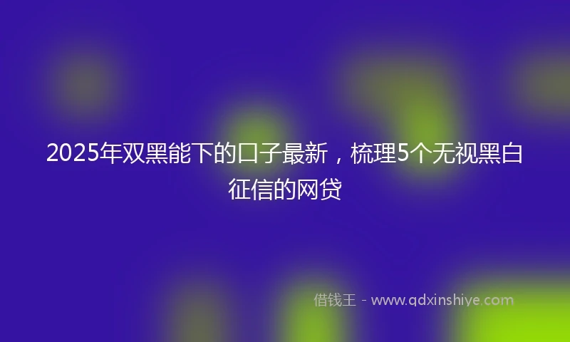 2025年双黑能下的口子最新，梳理5个无视黑白征信的网贷