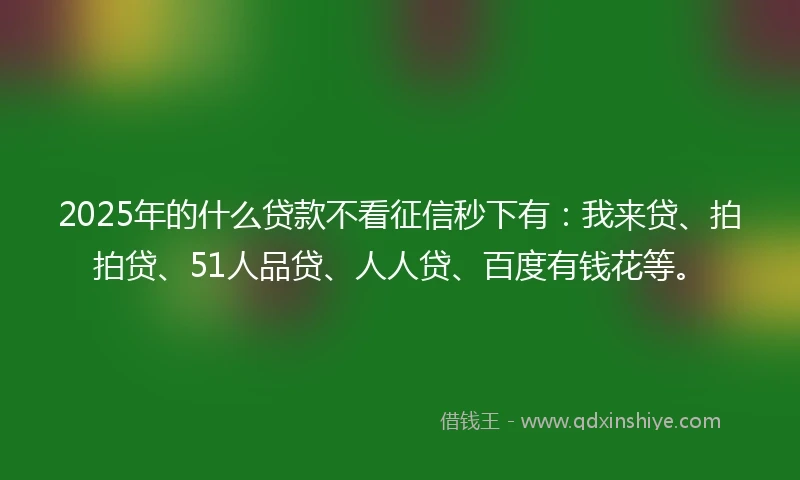 2025年的什么贷款不看征信秒下有：我来贷、拍拍贷、51人品贷、人人贷、百度有钱花等。