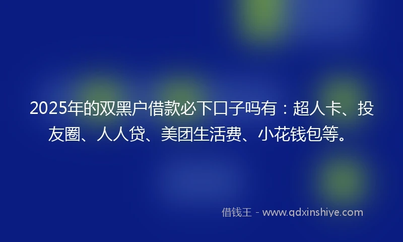 2025年的双黑户借款必下口子吗有：超人卡、投友圈、人人贷、美团生活费、小花钱包等。