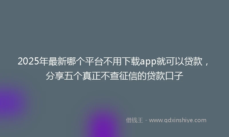 2025年最新哪个平台不用下载app就可以贷款，分享五个真正不查征信的贷款口子