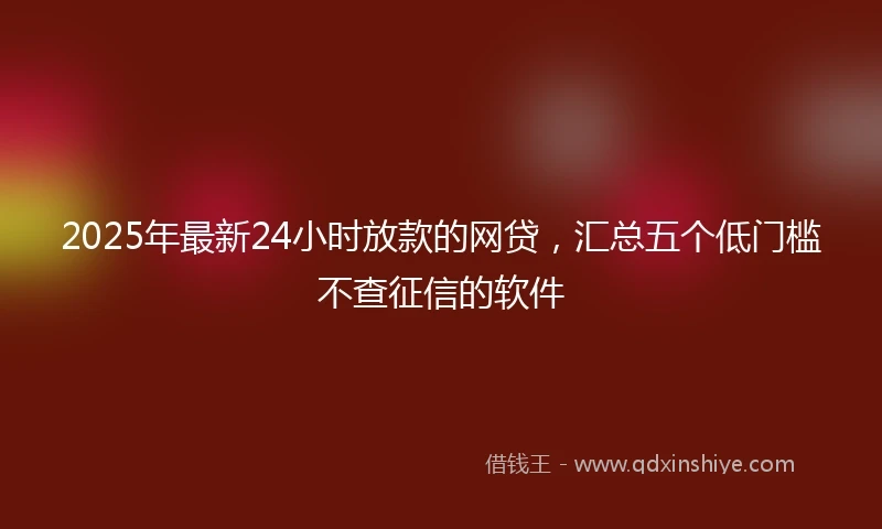 2025年最新24小时放款的网贷，汇总五个低门槛不查征信的软件