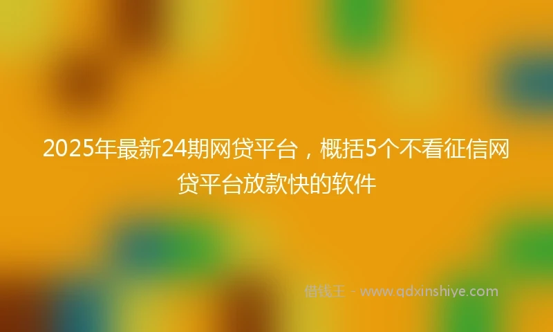 2025年最新24期网贷平台，概括5个不看征信网贷平台放款快的软件