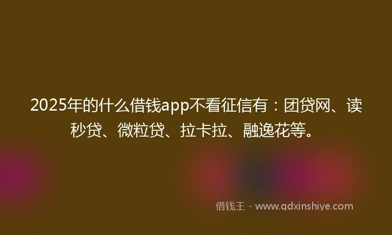 2025年的什么借钱app不看征信有：团贷网、读秒贷、微粒贷、拉卡拉、融逸花等。