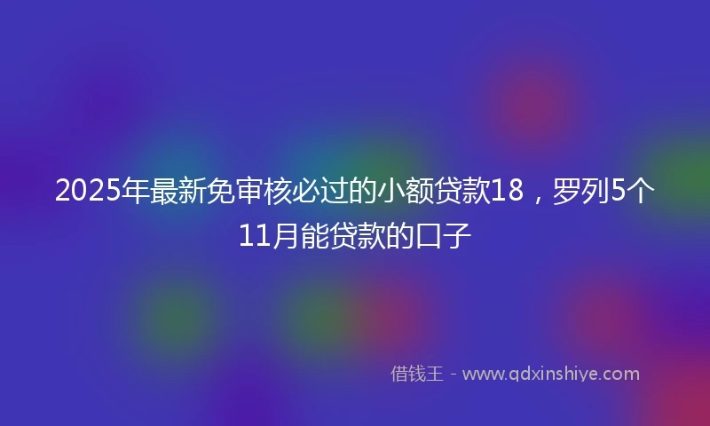 2025年最新免审核必过的小额贷款18，罗列5个11月能贷款的口子