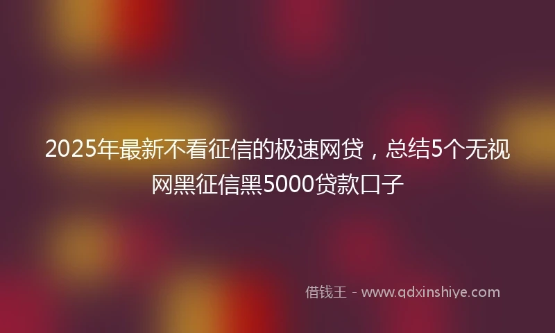 2025年最新不看征信的极速网贷，总结5个无视网黑征信黑5000贷款口子