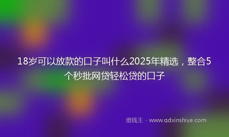 18岁可以放款的口子叫什么2025年精选，整合5个秒批网贷轻松贷的口子