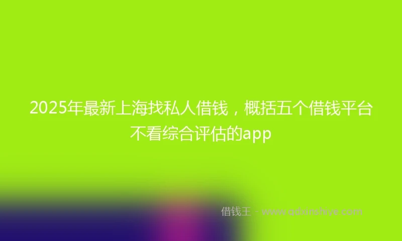 2025年最新上海找私人借钱，概括五个借钱平台不看综合评估的app