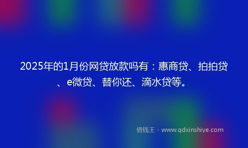 2025年的1月份网贷放款吗有：惠商贷、拍拍贷、e微贷、替你还、滴水贷等。