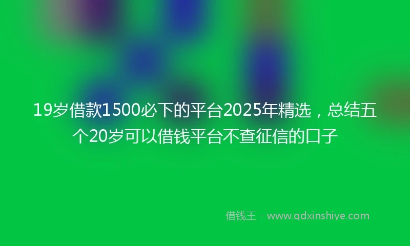 19岁借款1500必下的平台2025年精选，总结五个20岁可以借钱平台不查征信的口子