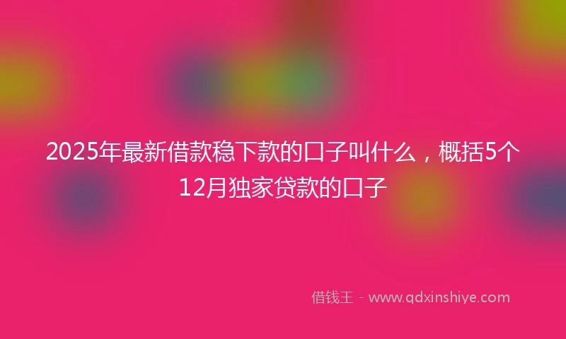 2025年最新借款稳下款的口子叫什么，概括5个12月独家贷款的口子