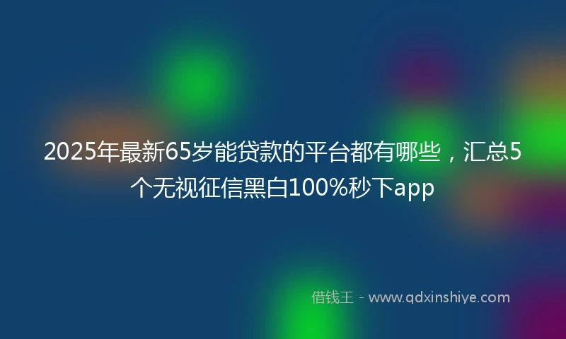 2025年最新65岁能贷款的平台都有哪些，汇总5个无视征信黑白100%秒下app