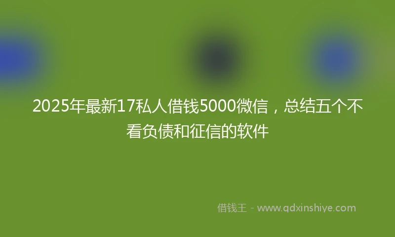 2025年最新17私人借钱5000微信，总结五个不看负债和征信的软件