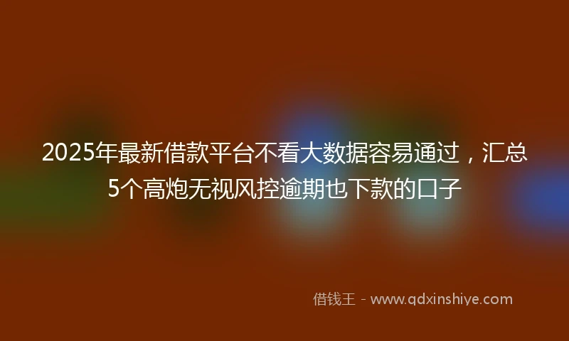 2025年最新借款平台不看大数据容易通过，汇总5个高炮无视风控逾期也下款的口子