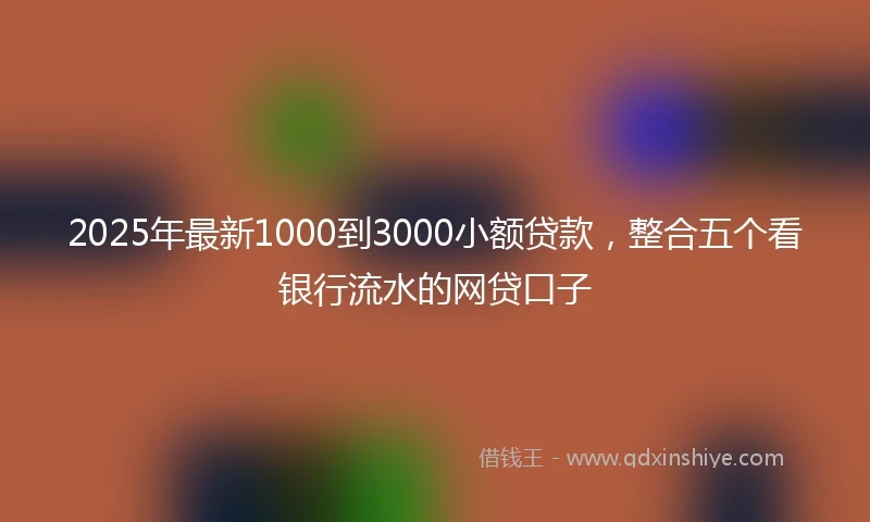2025年最新1000到3000小额贷款，整合五个看银行流水的网贷口子