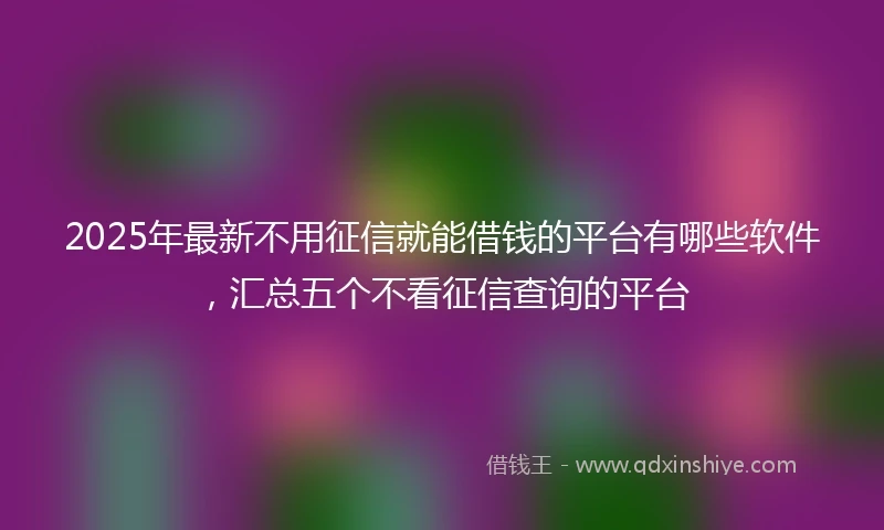 2025年最新不用征信就能借钱的平台有哪些软件，汇总五个不看征信查询的平台