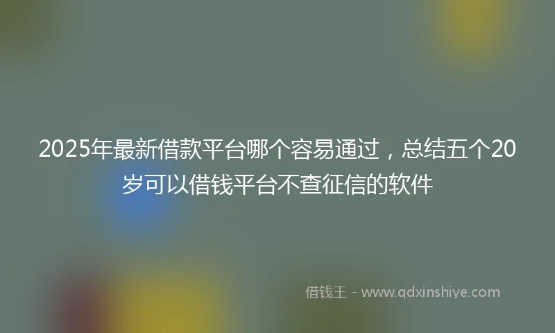 2025年最新借款平台哪个容易通过，总结五个20岁可以借钱平台不查征信的软件