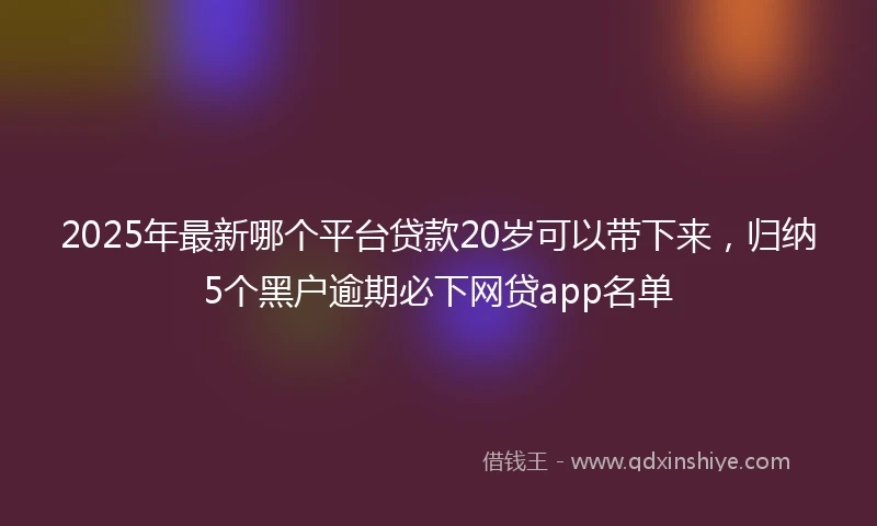 2025年最新哪个平台贷款20岁可以带下来，归纳5个黑户逾期必下网贷app名单