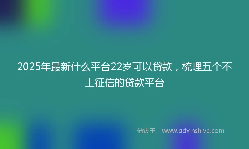 2025年最新什么平台22岁可以贷款，梳理五个不上征信的贷款平台