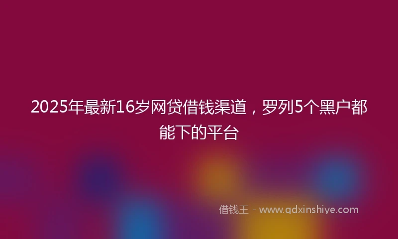 2025年最新16岁网贷借钱渠道，罗列5个黑户都能下的平台
