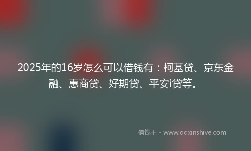 2025年的16岁怎么可以借钱有：柯基贷、京东金融、惠商贷、好期贷、平安i贷等。