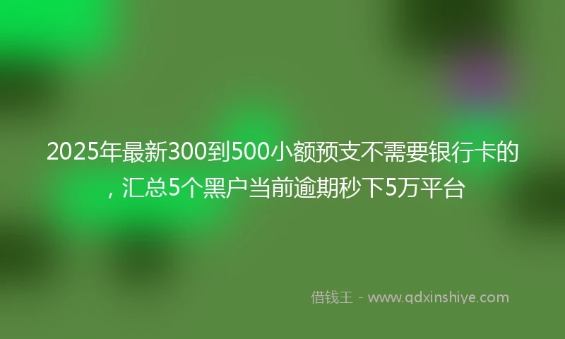 2025年最新300到500小额预支不需要银行卡的，汇总5个黑户当前逾期秒下5万平台
