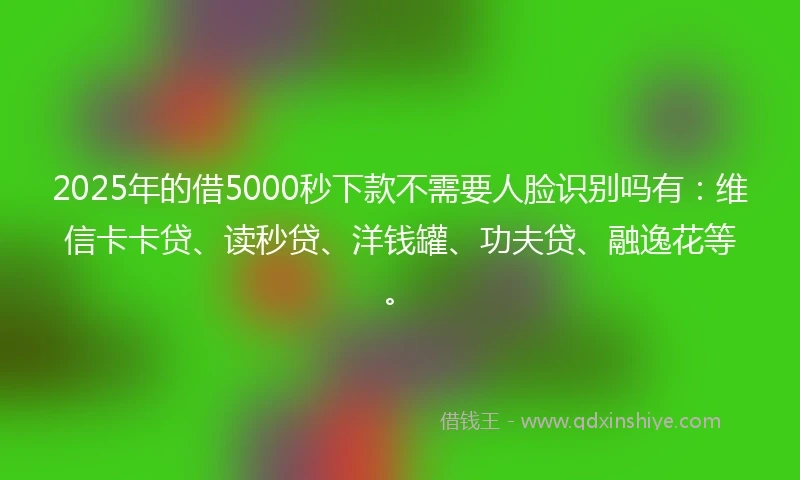 2025年的借5000秒下款不需要人脸识别吗有：维信卡卡贷、读秒贷、洋钱罐、功夫贷、融逸花等。