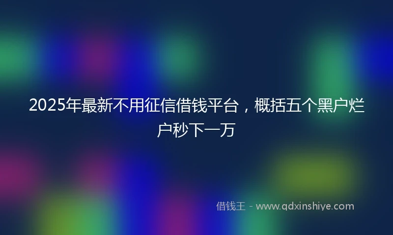 2025年最新不用征信借钱平台，概括五个黑户烂户秒下一万