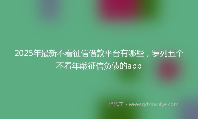 2025年最新不看征信借款平台有哪些，罗列五个不看年龄征信负债的app