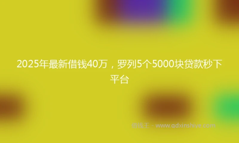 2025年最新借钱40万，罗列5个5000块贷款秒下平台