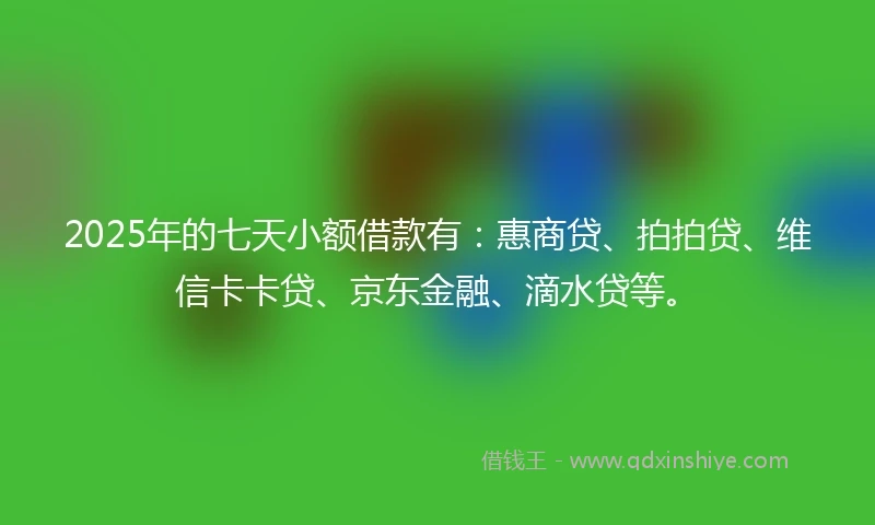 2025年的七天小额借款有：惠商贷、拍拍贷、维信卡卡贷、京东金融、滴水贷等。
