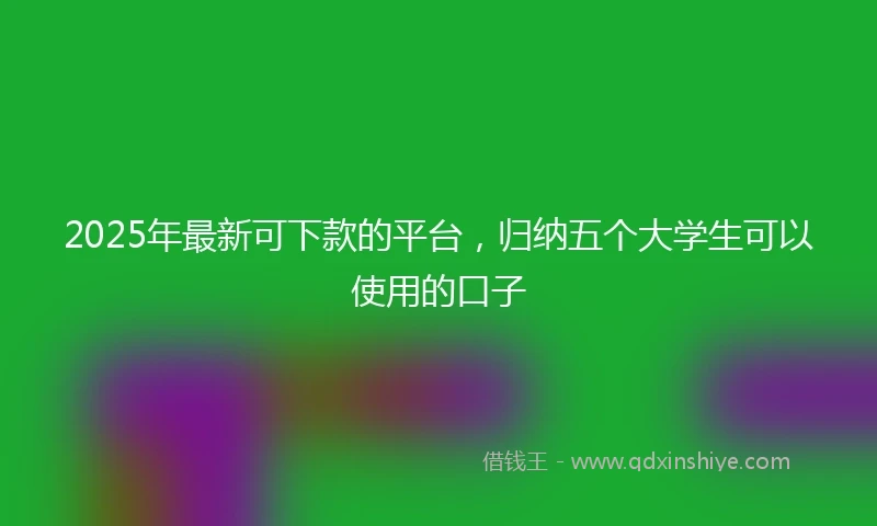 2025年最新可下款的平台，归纳五个大学生可以使用的口子