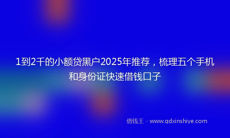1到2千的小额贷黑户2025年推荐，梳理五个手机和身份证快速借钱口子