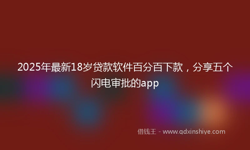2025年最新18岁贷款软件百分百下款，分享五个闪电审批的app