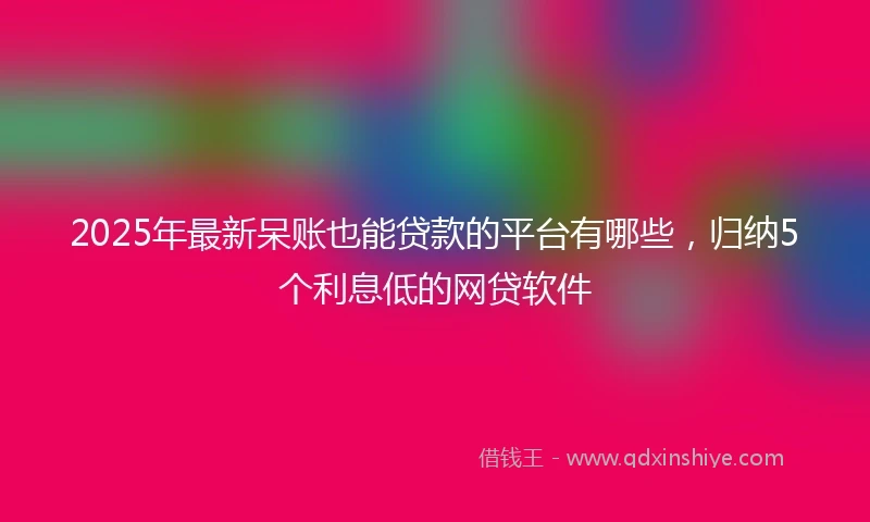 2025年最新呆账也能贷款的平台有哪些，归纳5个利息低的网贷软件